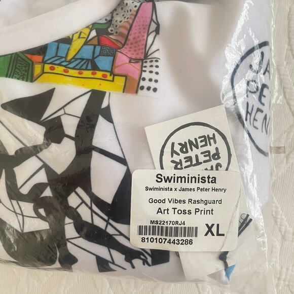 NWT Swiminista James Peter Henry Good Vibes Long Sleeve Rashguard Top Mens XL - Picture 5 of 9